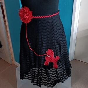 Black Asymmetrical Skirt with Red Poodle Skirt Design